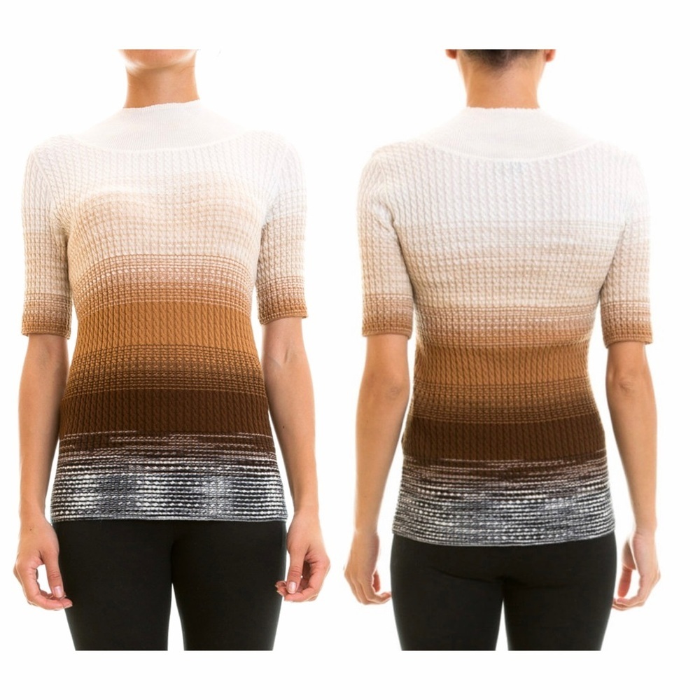 Missoni Women’s Knitted Braided Wool Pullover Cream Brown Ombré Top Sweater - Picture 2 of 15